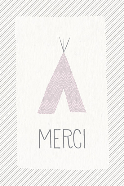 Carte de remerciement Petits tipis beige rose finition Carte de remerciement Petits tipis beige rose finition