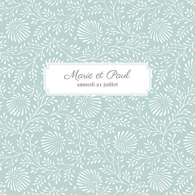 Faire-part de mariage Idylle (4 pages) vert d\'eau finition Faire-part de mariage Idylle (4 pages) vert d\'eau finition