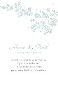 Carton d'invitation mariage Idylle vert d\'eau