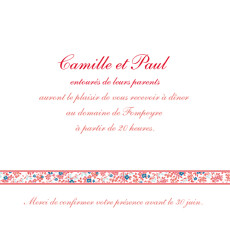 Carton d'invitation mariage Ruban Liberty rouge