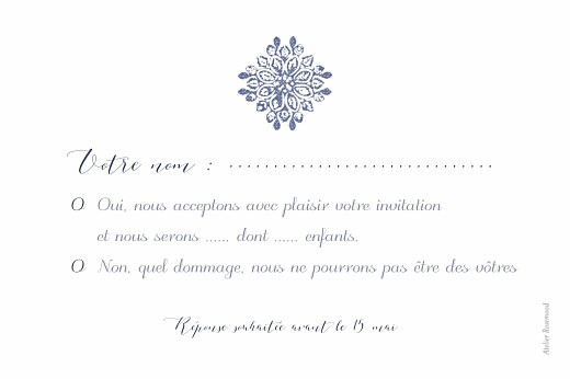 Carton réponse mariage Grâce blanc bleu - Page 2