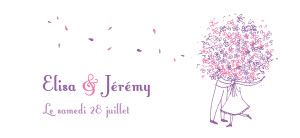 Etiquette perforée mariage Bouquet lilas