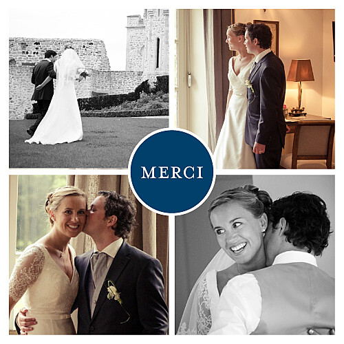 Carte de remerciement mariage Chic 4 photos bleu marine Carte de remerciement mariage Chic 4 photos bleu marine