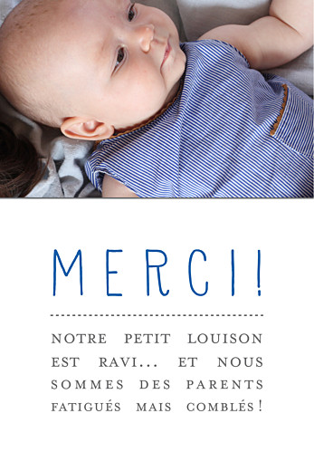 Carte de remerciement À la une ! (portrait) blanc Carte de remerciement À la une ! (portrait) blanc