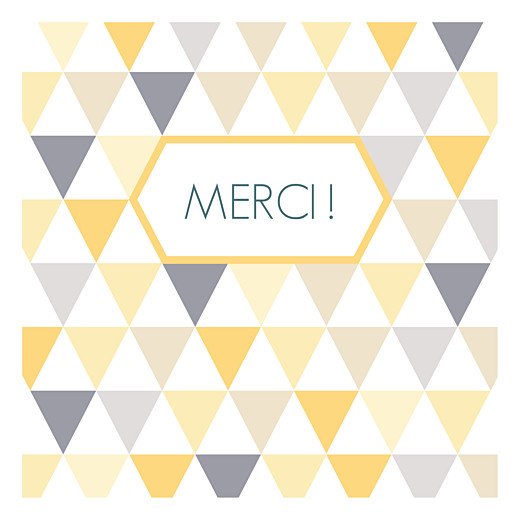 Carte de remerciement Merci triangles photo jaune taupe - Recto Carte de remerciement Merci triangles photo jaune taupe - Recto