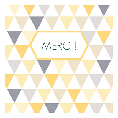 Carte de remerciement Merci triangles photo jaune taupe finition Carte de remerciement Merci triangles photo jaune taupe finition