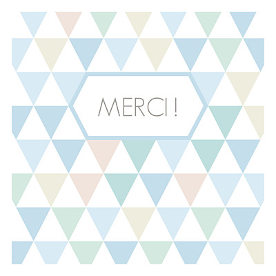 Carte de remerciement Merci triangles bleu finition Carte de remerciement Merci triangles bleu finition