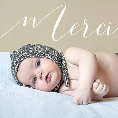 Carte de remerciement Un grand merci bas (photo) blanc finition Carte de remerciement Un grand merci bas (photo) blanc finition