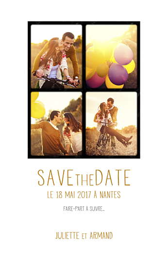 Save the Date 4 photos blanc - Recto