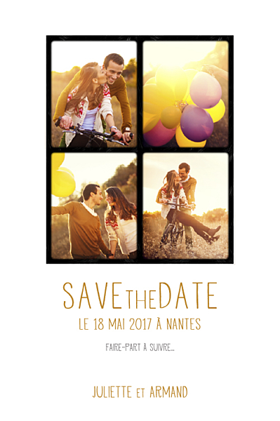 Save the Date 4 photos blanc finition