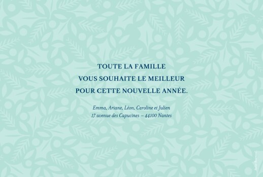 Carte de voeux Joli houx vert clair & bleu nuit - Verso