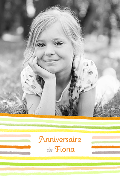 Carte d'anniversaire Dessin lignes orange finition Carte d'anniversaire Dessin lignes orange finition