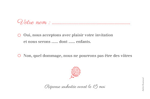 Carton réponse mariage Idylle corail - Verso Carton réponse mariage Idylle corail - Verso