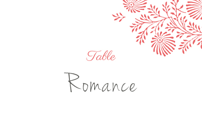 Marque-table mariage Idylle corail finition
