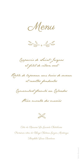 Menu de mariage Poème kraft - Verso Menu de mariage Poème kraft - Verso