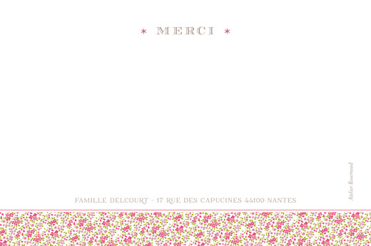 Carte de remerciement Ruban liberty photo rose Carte de remerciement Ruban liberty photo rose