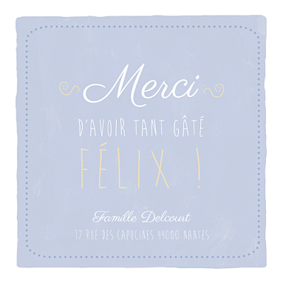 Carte de remerciement Merci happy day bleuet finition Carte de remerciement Merci happy day bleuet finition