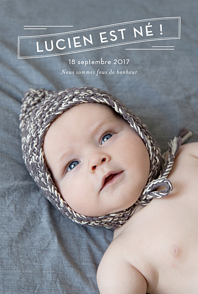 Faire-part de naissance L'annonce (5 photos) blanc finition Faire-part de naissance L'annonce (5 photos) blanc finition