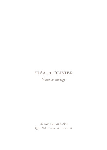 Livret de messe mariage Chic blanc - Page 1 Livret de messe mariage Chic blanc - Page 1