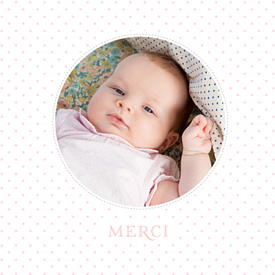 Carte de remerciement Merci pois chics photo rose finition Carte de remerciement Merci pois chics photo rose finition
