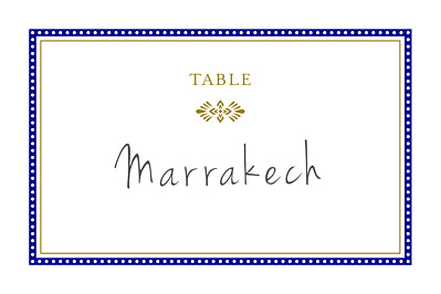 Marque-table mariage Byzance bleu finition