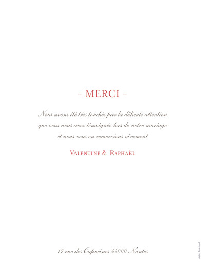 Carte de remerciement mariage Grand souvenir 5 photos blanc - Verso Carte de remerciement mariage Grand souvenir 5 photos blanc - Verso