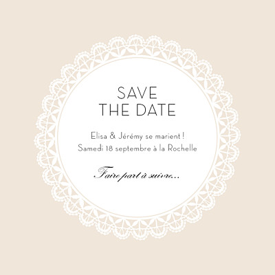 Save the Date Boudoir dentelle photo beige blanc finition