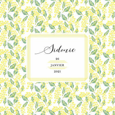 Faire-part de naissance Mimosa photo jaune finition Faire-part de naissance Mimosa photo jaune finition
