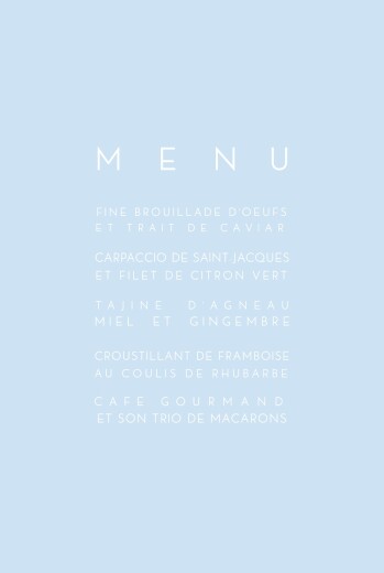 Menu de baptême Justifié bleu - Recto Menu de baptême Justifié bleu - Recto