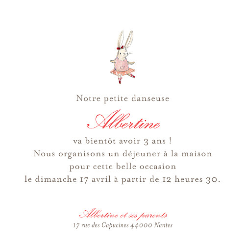 Carte d'anniversaire Pirouette photo rose - Recto Carte d'anniversaire Pirouette photo rose - Recto