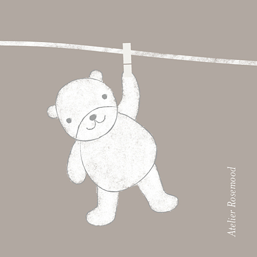 Etiquette perforée baptême Linge peluche taupe - Verso Etiquette perforée baptême Linge peluche taupe - Verso