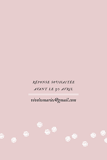 Carton d'invitation mariage Instant fleuri rose - Verso Carton d'invitation mariage Instant fleuri rose - Verso