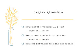 Carton réponse mariage Instant fleuri jaune