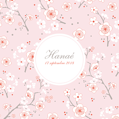 Faire-part de naissance Cerisiers en fleurs (3 photos) rose finition Faire-part de naissance Cerisiers en fleurs (3 photos) rose finition