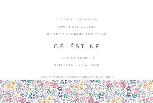 Faire-part de naissance Mille fleurs paysage photo rose Faire-part de naissance Mille fleurs paysage photo rose