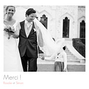Carte de remerciement mariage Moderne photos (triptyque) blanc page 1
