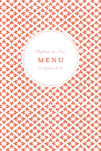 Menu de baptême On dirait le sud... corail - Recto Menu de baptême On dirait le sud... corail - Recto