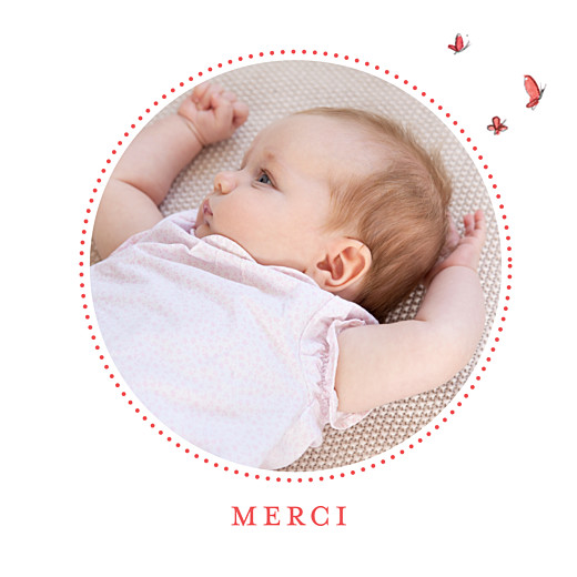 Carte de remerciement Un petit amour d\’éléphant photo corail - Verso Carte de remerciement Un petit amour d\’éléphant photo corail - Verso