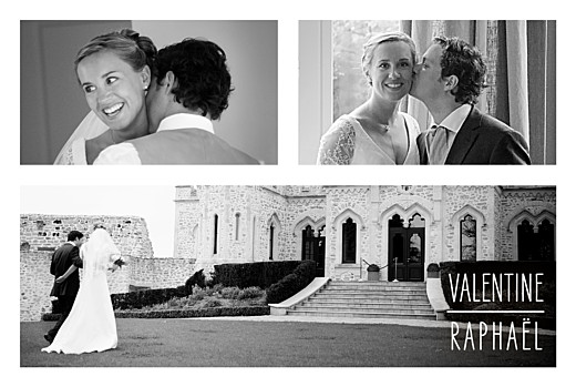 Carte de remerciement mariage Toi & Moi (cadre 3 photos) blanc - Recto Carte de remerciement mariage Toi & Moi (cadre 3 photos) blanc - Recto