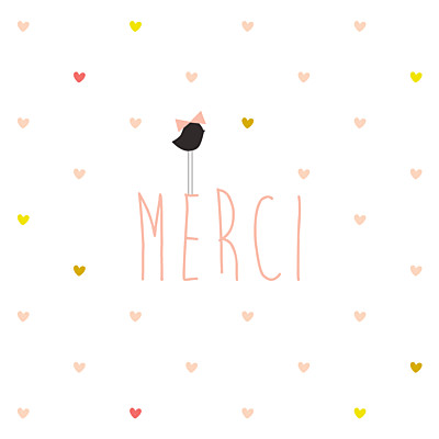 Carte de remerciement Petit lovely girl blanc finition Carte de remerciement Petit lovely girl blanc finition