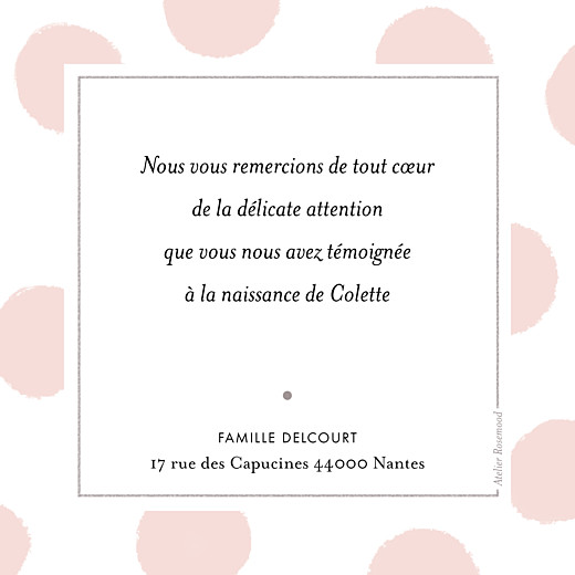 Carte de remerciement Merci big dots photo rose Carte de remerciement Merci big dots photo rose
