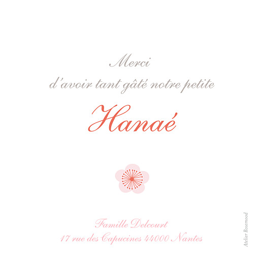 Carte de remerciement Cerisiers en fleurs photo rose - Verso