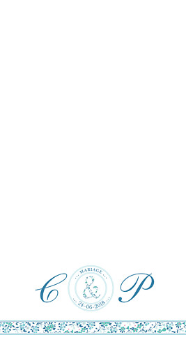 Menu de mariage Ruban liberty (4 pages) bleu - Page 1 Menu de mariage Ruban liberty (4 pages) bleu - Page 1