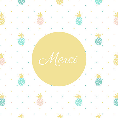 Carte de remerciement Petit ananas photo bleu & rose finition Carte de remerciement Petit ananas photo bleu & rose finition
