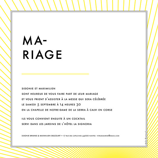 Faire-part de mariage Sunlight (carré) jaune - Page 2 Faire-part de mariage Sunlight (carré) jaune - Page 2