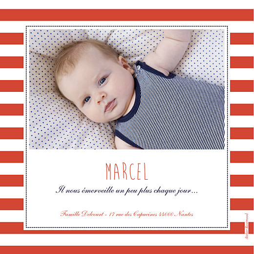 Faire-part de naissance Matelot photo bleu & rouge - Page 2 Faire-part de naissance Matelot photo bleu & rouge - Page 2