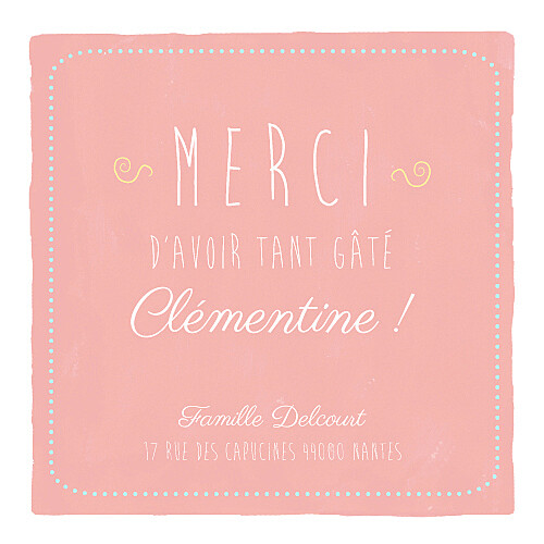 Carte de remerciement Merci happy day photo corail - Recto Carte de remerciement Merci happy day photo corail - Recto