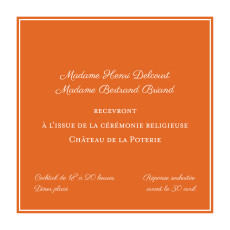 Carton d'invitation mariage Carré chic orange Carton d'invitation mariage Carré chic orange