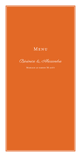 Menu de mariage Carré chic (4 pages) orange - Page 1