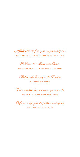 Menu de mariage Carré chic (4 pages) orange - Page 3 Menu de mariage Carré chic (4 pages) orange - Page 3